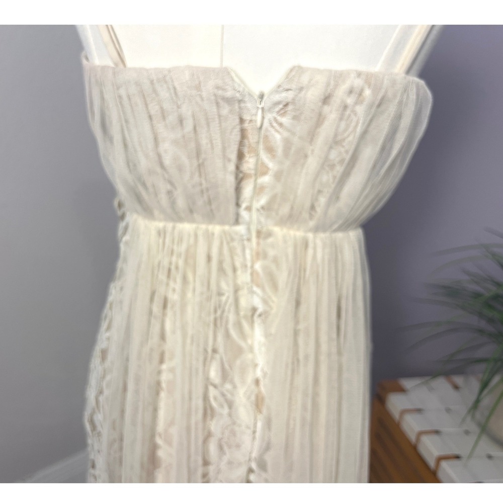 Ark & Co Ivory Lace Tulle Sweetheart Mini Dress Sz M Boho Bridal Cocktail - Picture 4 of 16